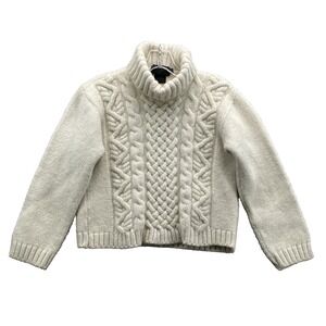 VTG Peregrine 100% Wool Sweater Women Medium Cropped Cable Knit Fisherman Preppy